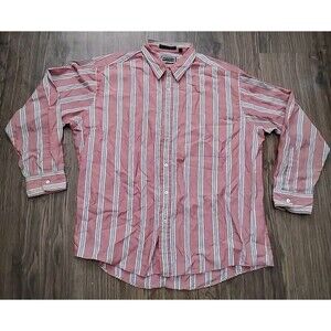 Excursions Shirt Womens Size Xl Red White Striped Long Sleeve Button Down